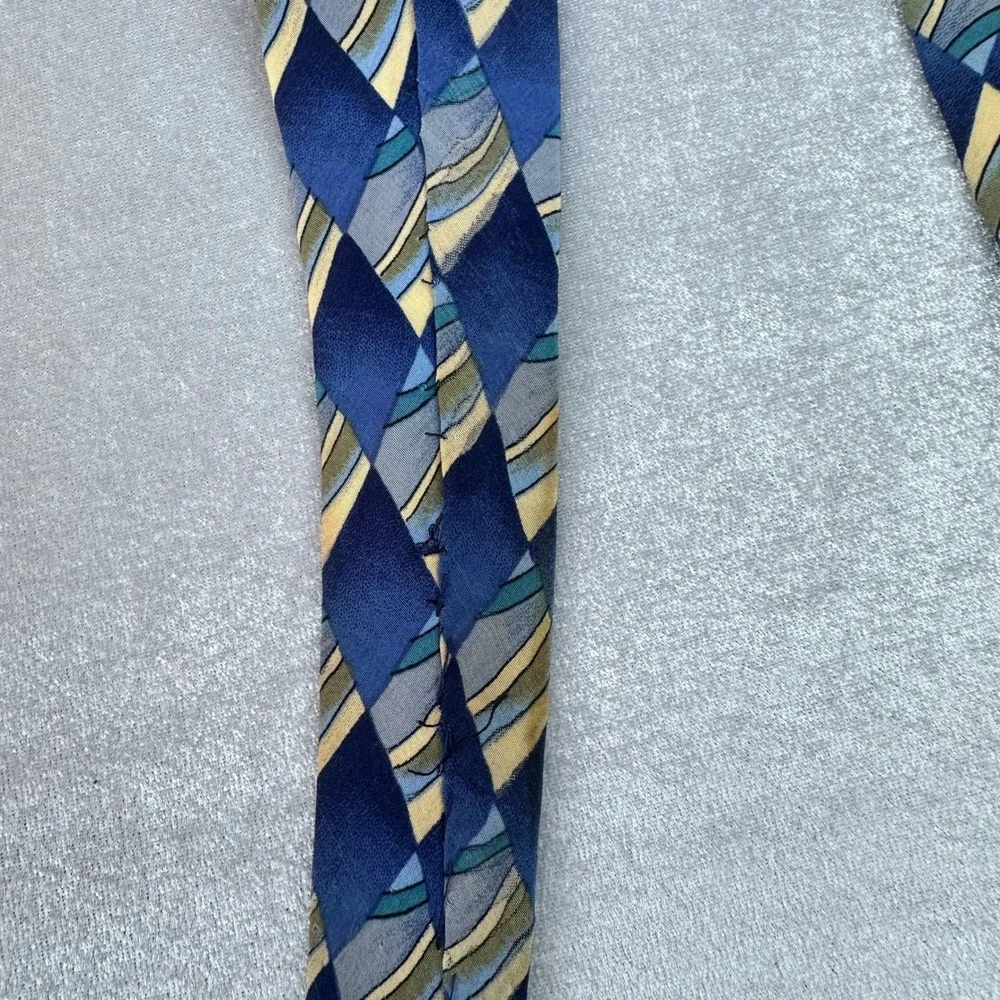 J. Garcia Collection Eight Silk Tie Blue Geometric Extra Long 59